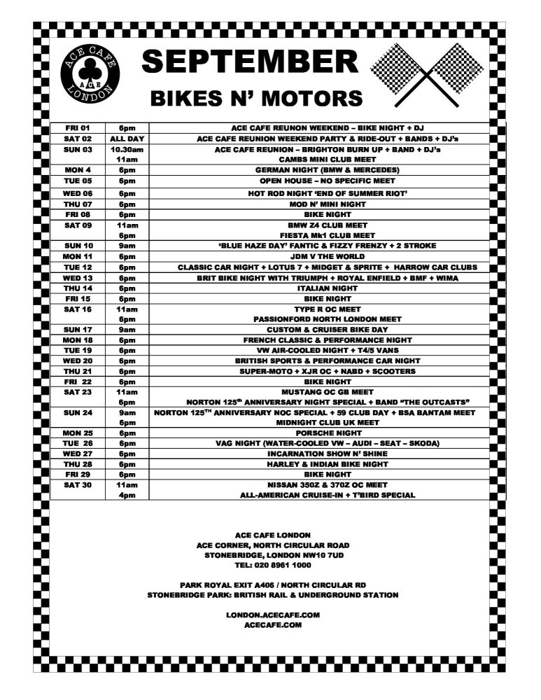 Ace Cafe - September Bikes n Motors