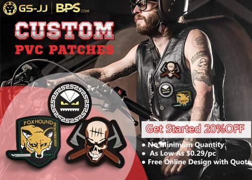 GS-JJ, Custom embroidered motorcycle pvc, vest patches