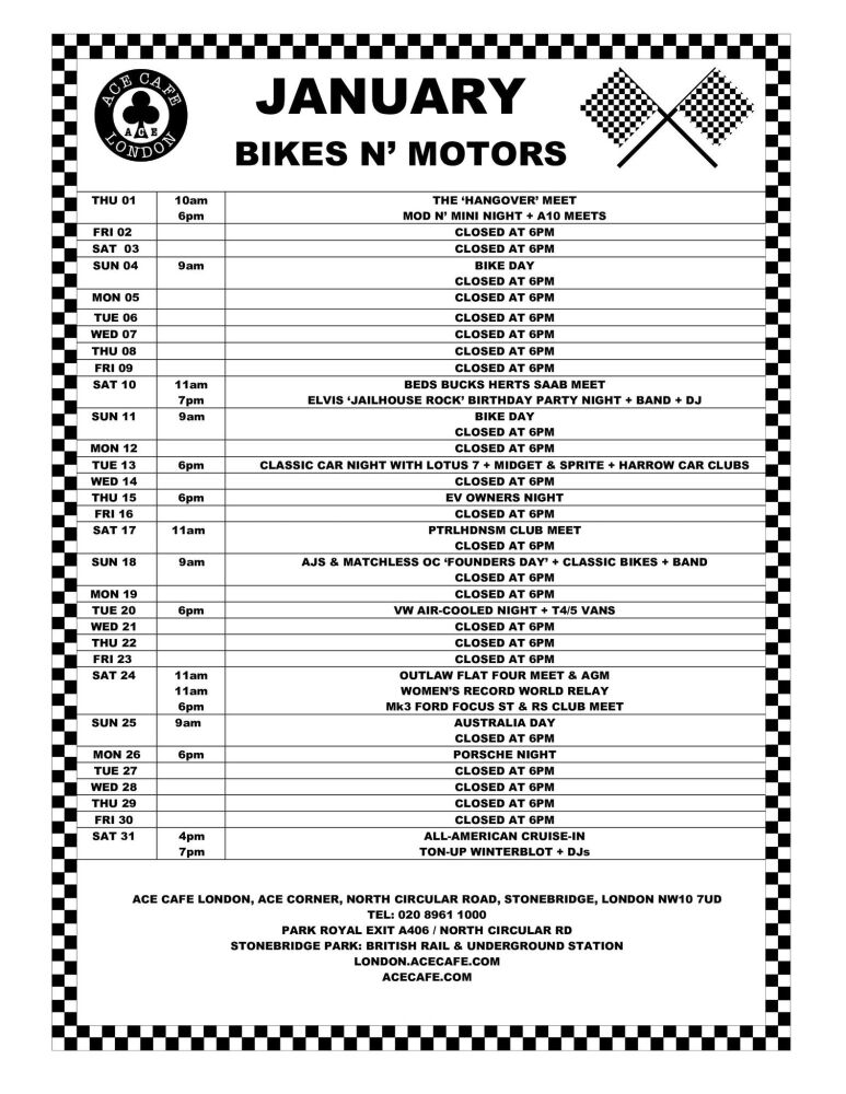 Ace Cafe, January 2026 