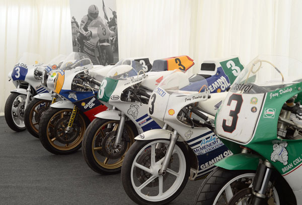 JOEY DUNLOP BIKES ASSEMBLED TO PAY TRIBUTE TO YER MAUN AT THIS YEARS CLA