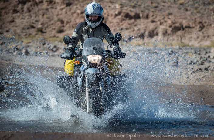 Pearl taking a bath (Lisa’s F650GS)