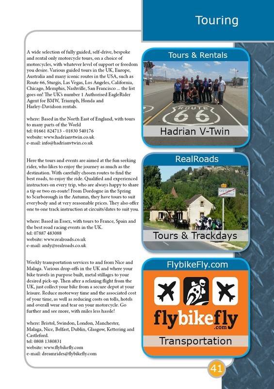 THE BIKER GUIDE - 4th edition, sample page, Touring, Travel