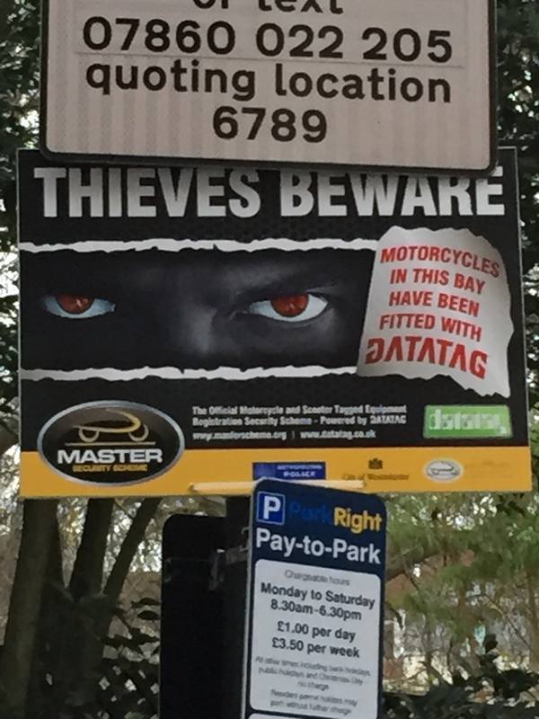 Close up of Thieves Beware sign in St Jamess Square London