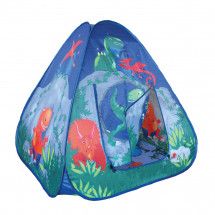 A dinosaur cave pop up tent