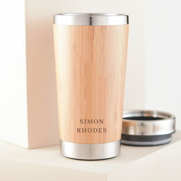 Create your own personalised bamboo travel mug