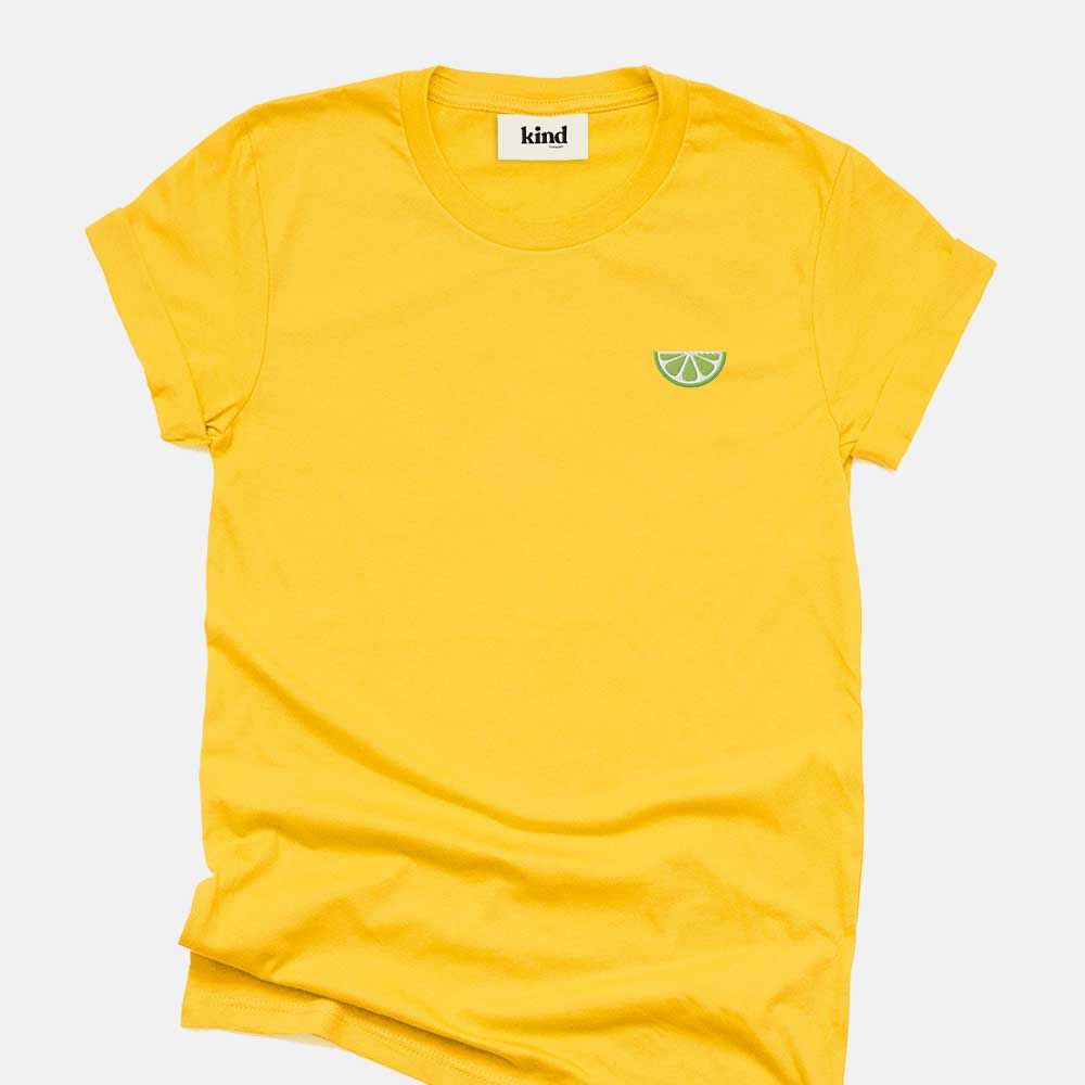 This is an Embroidered Lime Organic Cotton T-Shirt 