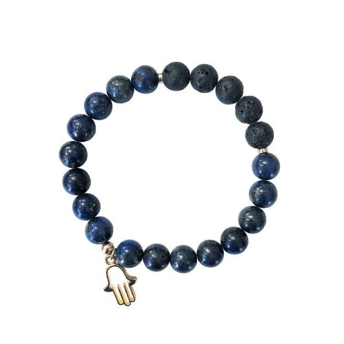 Blue Lapis & Hamsa Diffuser Bracelet