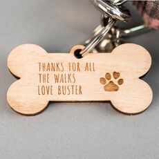 Getting Personal have this Personalised Wooden Key Ring - Dog Bone