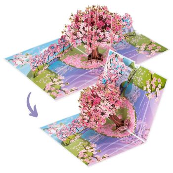 This is a Pink Cherry Blossom Tree Pop Up Card