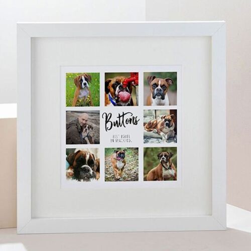 There's a Multi Photo Upload Square Framed Print - 8 Dog Photos - from Getting Personal