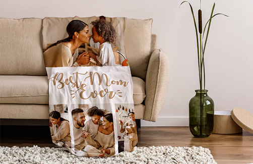 How about a blanket?  You can put your photos of your personal memories on it!