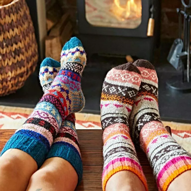 There are fairisle socks to get your feet all cosy!