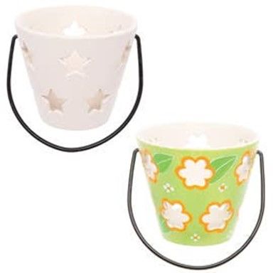 There are Ceramic Garden Tealight Holders