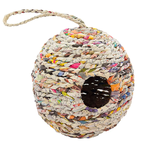 This Woven Recycled Newspaper Bird House is from Natural Colection