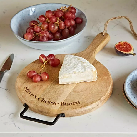 How about a Personalised Natural Mango Wood Round Chopping Board?