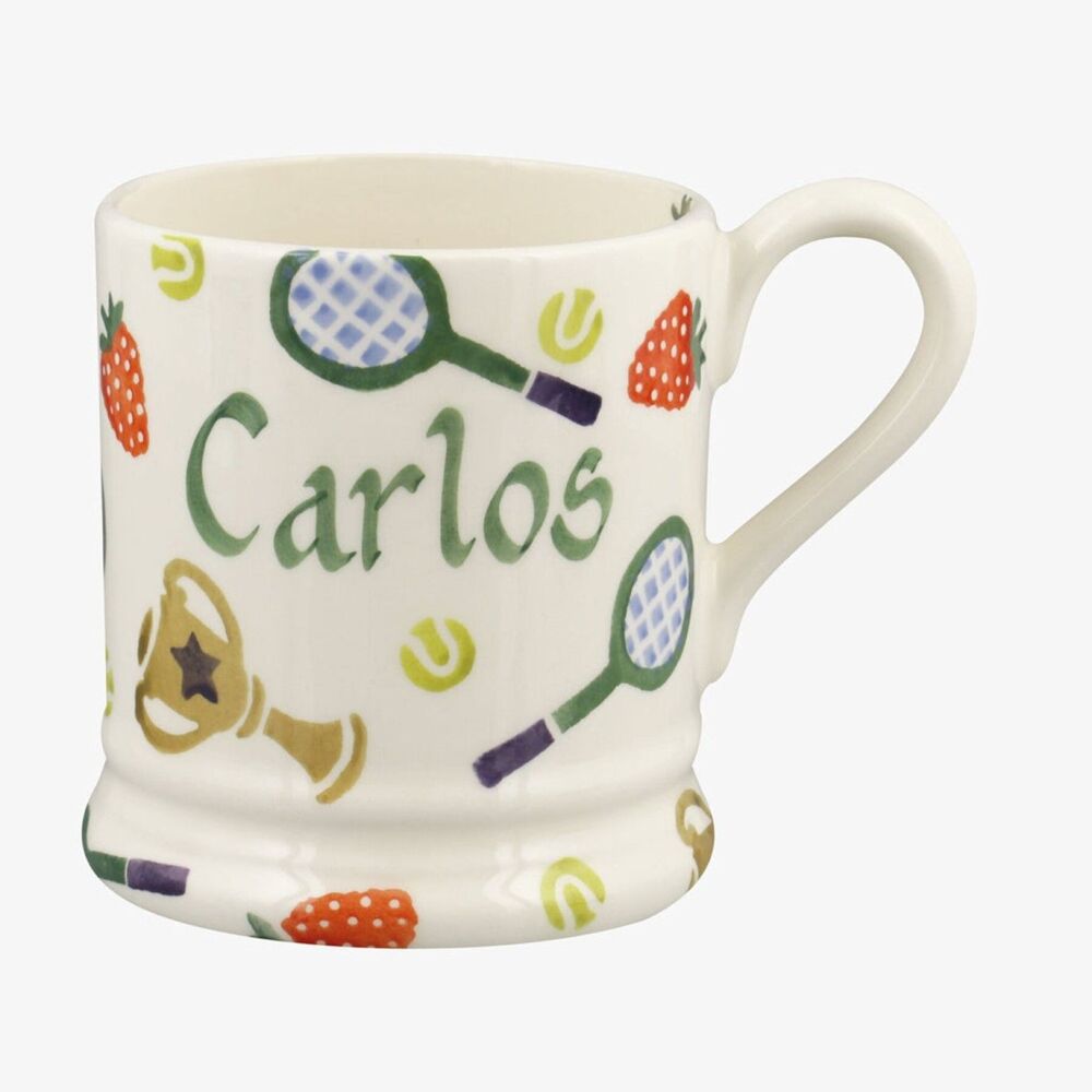 This is a Personalised Tennis 1/2 Pint Mug, available from Emma Bridgewater