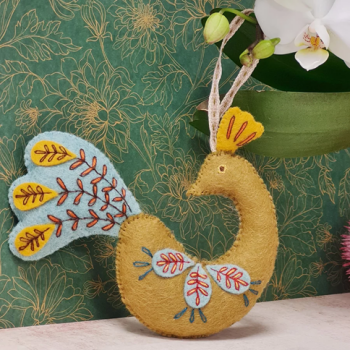 This is a Felt Craft Mini Kit - Folk Embroidered Peacock