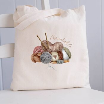 How about a Personalised Knitting Wool Storage Tote Bag?