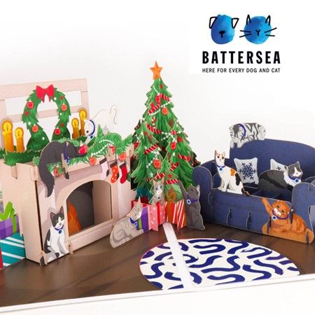 This is the Battersea Cats Christmas Pop up card from Cardology
