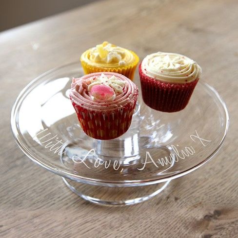 Take a look at this Personalised Glass Cake Stand here