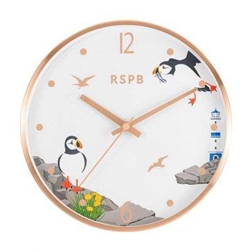 This is the RSPB Puffins and lighthouse wall clock