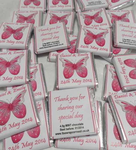 PINK BUTTERFLY (white background) - mini 4.5g chocolate favour