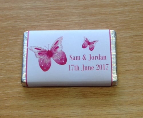 PINK BUTTERFLY (white background) - mini 10g chocolate favour