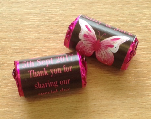 PINK BUTTERFLY (black background) - love hearts (2 sizes)