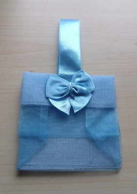 LIGHT BLUE ORGANZA TOTE BAG (bag only)