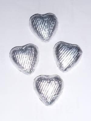 SILVER FOILED CHOCOLATE HEARTS