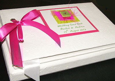 CLUANIE (PINK) personalised wedding guest book