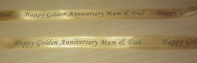 GOLD PERSONALISED RIBBON (4 ribbon widths) sold per metre