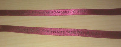 RUBY ANNIVERSARY PERSONALISED RIBBON (10 mm or 15 mm) per metre