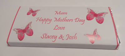 BUTTERFLIES (PINK) - large chocolate bar 40g