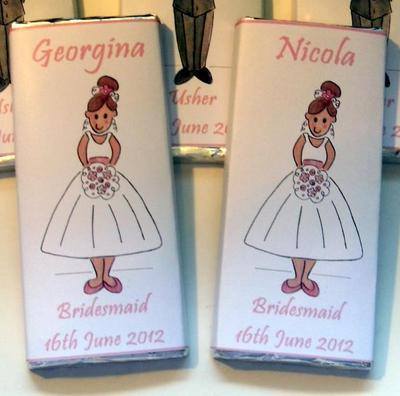 BRIDESMAID/FLOWERGIRL/MATRON OF HONOUR (pale pink) - large choc favour 40g