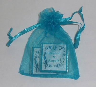 TURQUOISE ORGANZA BAG with 2 MINI CHOCS (any wrapper design)