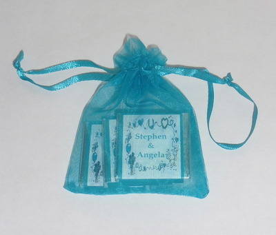 TURQUOISE ORGANZA BAG with 3 MINI CHOCS (any wrapper design)
