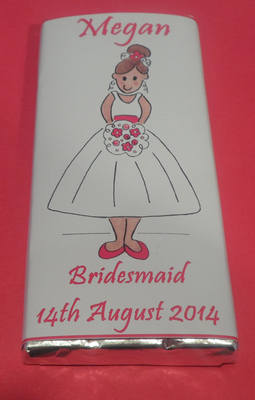 BRIDESMAID/FLOWERGIRL/MATRON OF HONOUR (hot pink) - large choc favour 40g