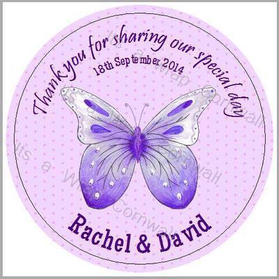 PURPLE BUTTERFLY candy bag round labels