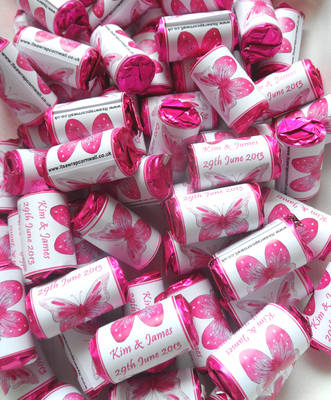 PINK BUTTERFLY (white background) - love hearts (2 sizes)