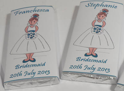 BRIDESMAID (teal) - large choc favour 40g