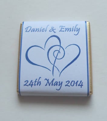 HEARTS ENTWINED (blue) - mini 4.5g chocolate favour