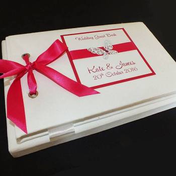 BUTTERFLY (hot pink accent) personalised wedding guest book