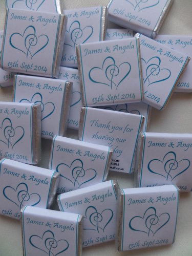 HEARTS ENTWINED (TURQUOISE) - mini 4.5g chocolate favour