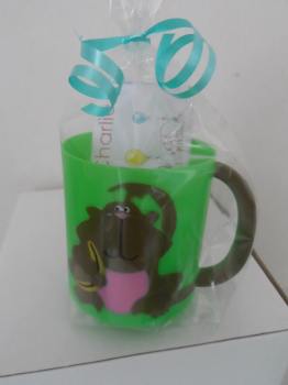 MONKEY (with banana) CHOC 'n' MUG - 40g personalised bar in child's plastic mug