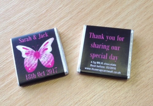 PINK BUTTERFLY (black background) - mini 4.5g chocolate favour