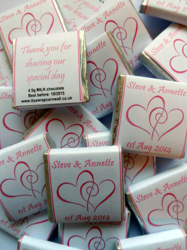 HEARTS ENTWINED (pale pink) - mini 4.5g chocolate favour