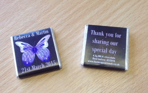 PURPLE BUTTERFLY (black background) - mini 4.5g chocolate favour