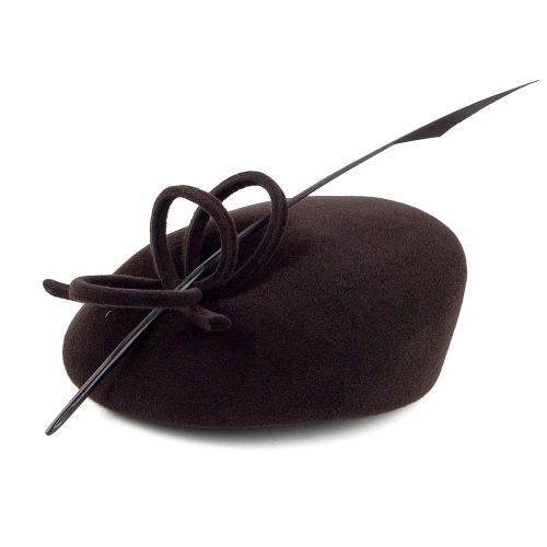 Whiteley Velour Felt Pill box hat with quill 526/307