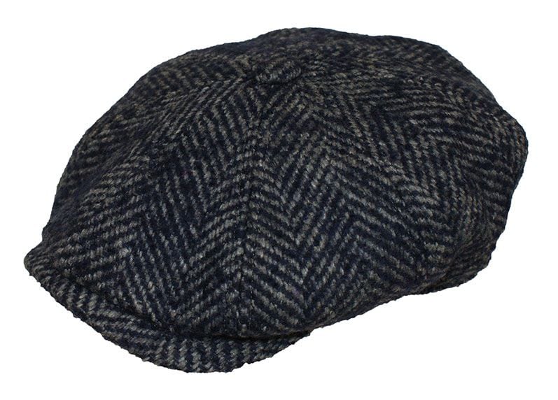 Denton Hats 8 pc Chunky Tweed cap - Navy/grey herringbone CH2